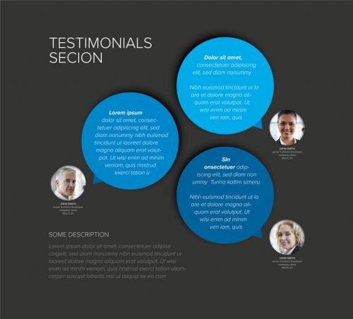 Blue Testimonials Circle Speech Bubbles Review Section Layout Layout  - 447788369