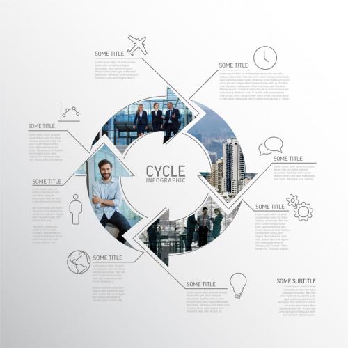 Infographic Cycle Layout Made from Lines and Photos - 447788401