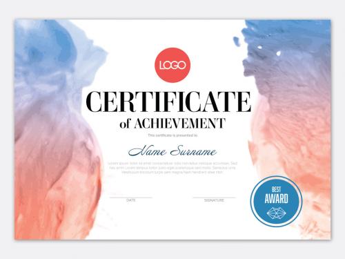 Modern Certificate Template with Watercolor Style - 447788415