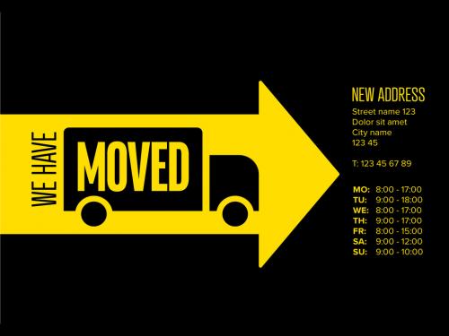 We Have Moved Minimalistic Yellow Arrow Flyer Layout - 447788418
