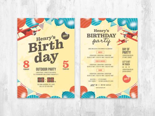 Boys Birthday Party Flyer Poster - 447925462