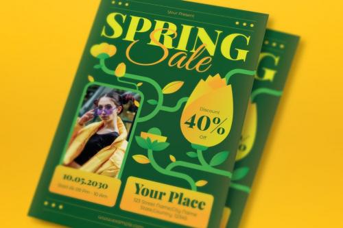 Green Gradient Spring Fashion Sale Flyer Set