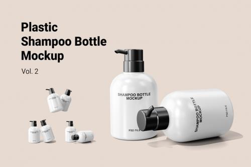 Plastic Shampoo Bottle Mockup Vol.2