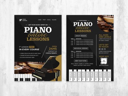 Piano Lessons Flyer for Classical Music School - 447925480