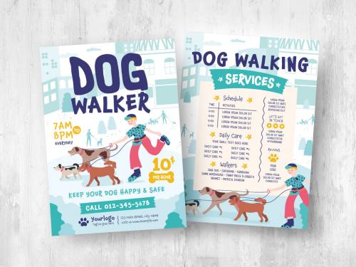 Dog Walker Flyer Banner for Dog Pet Services - 447925485