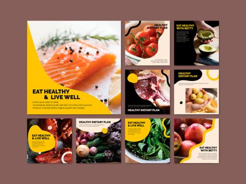 Healthy Eating Lifestyle Social Media Banner Layout Set - 448601857