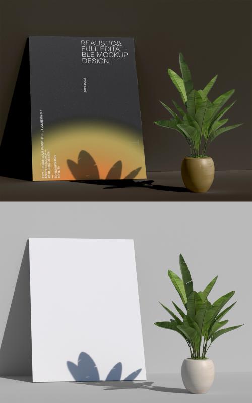 Poster with Plant Mockup - 450174224