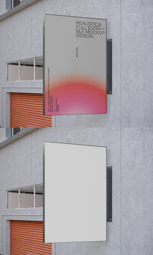 Square Poster on Wall Mockup - 450174239