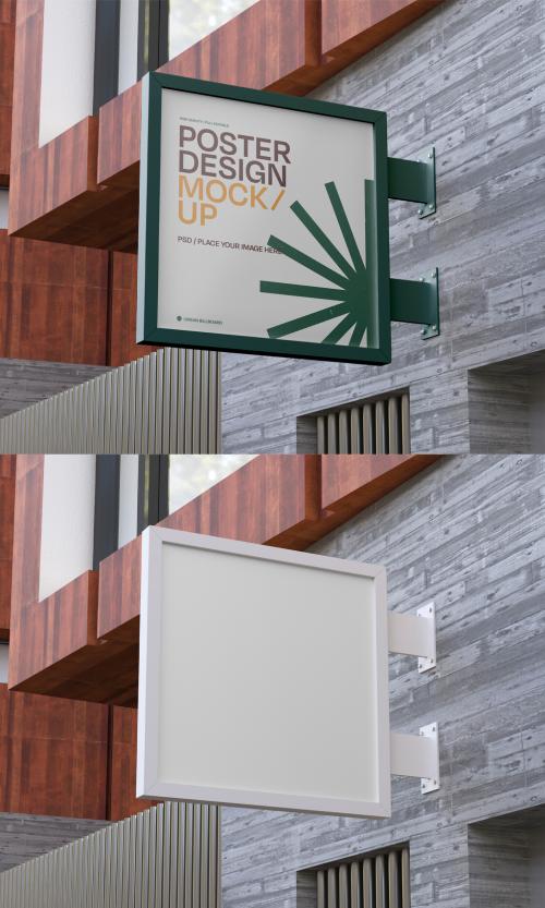 Outdoor Square Poster Mockup - 450174253