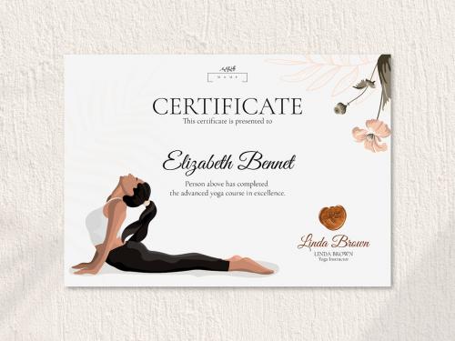 Floral Yoga Certificate Template in Feminine Style - 450200002