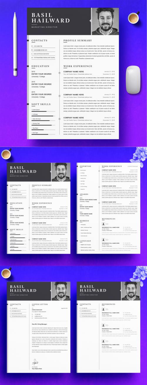 Dark Gray with Resume Template - 450201956