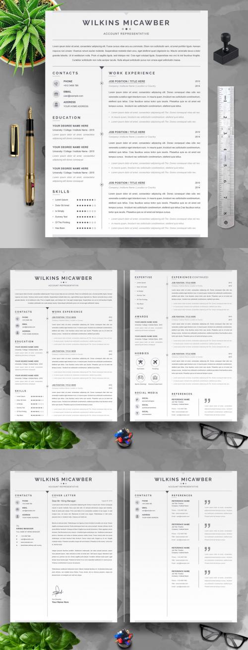 Vector Resume Template Simple Elegant Style - 450201973