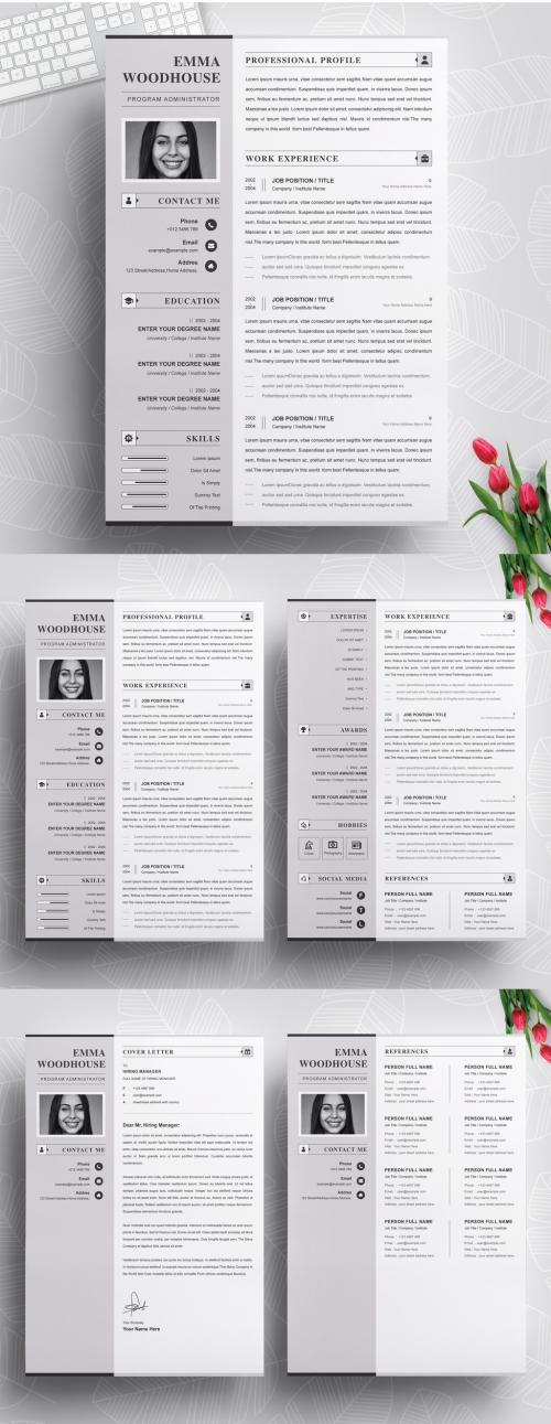 Resume Layout with Black and White - 450201974