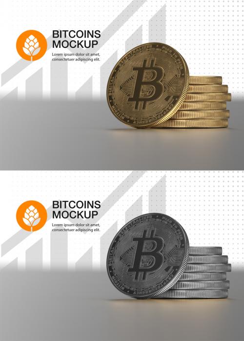 Golden Bitcoin Mockup - 450203417