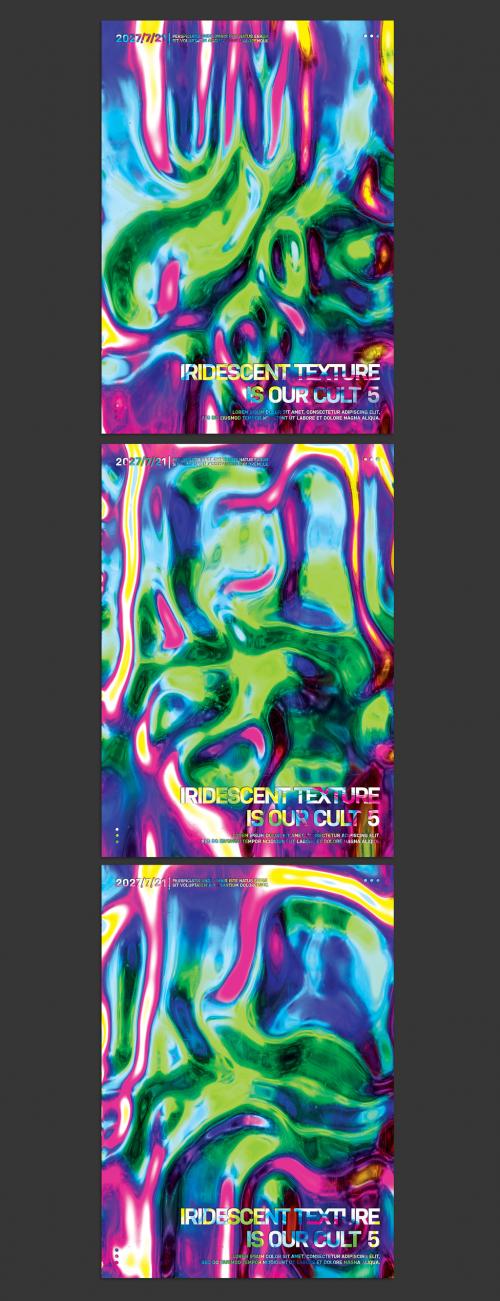 Modern Event Poster Layout with Abstract Holographic Background  - 450531641