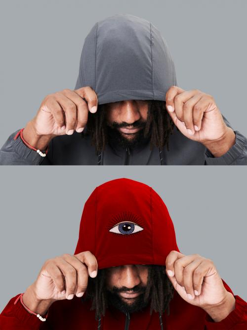 Men's Red Hoodie Mockup - 451623315