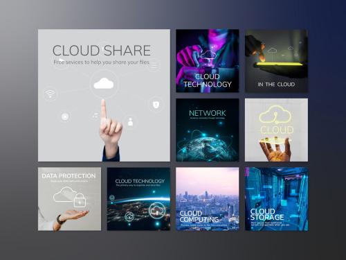 Cloud Network Editable Layout for Social Media Post Set - 451623380