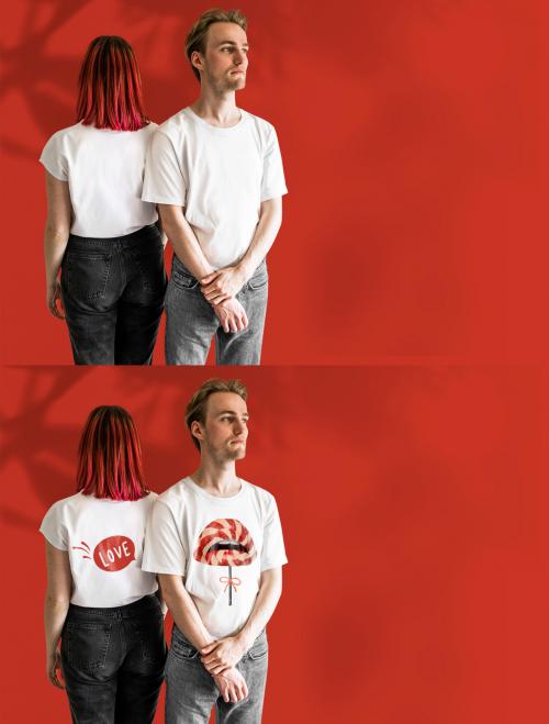 Valentine’S Couple T-Shirts Mockup - 451623391