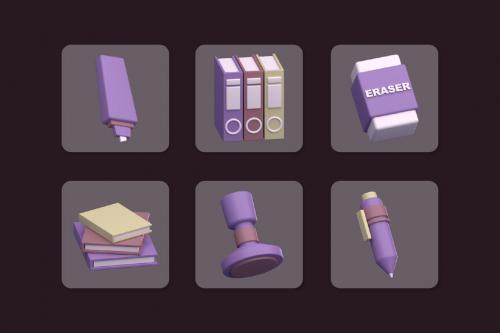 School Equipment 3D Icon Pack