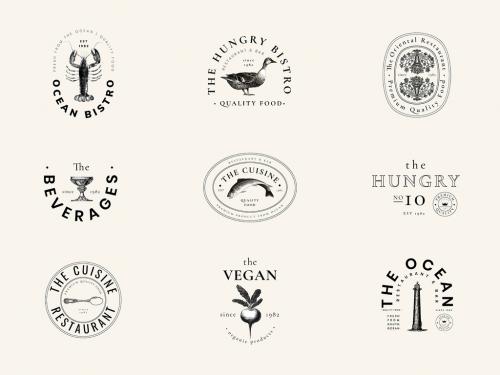 Restaurant Vintage Logo Layout Set - 451623422