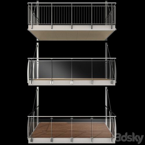 Metal balcony (3 types of console balconies)