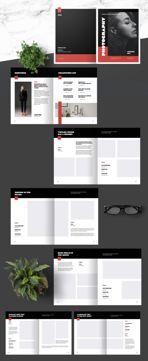 Creative Portfolio Template with Red Accent - 451628234