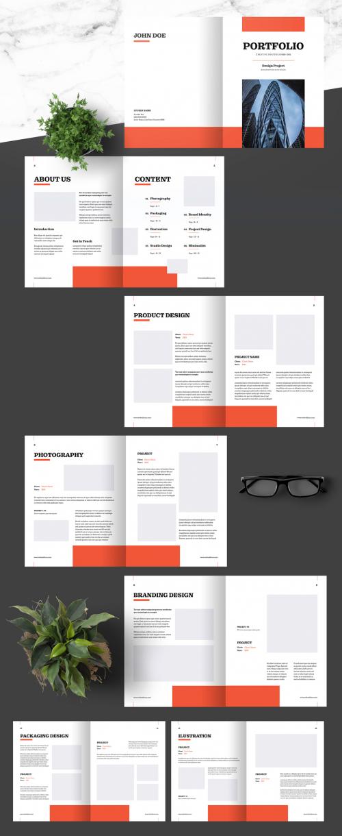 Creative Portfolio Template with Red Accent - 451628236