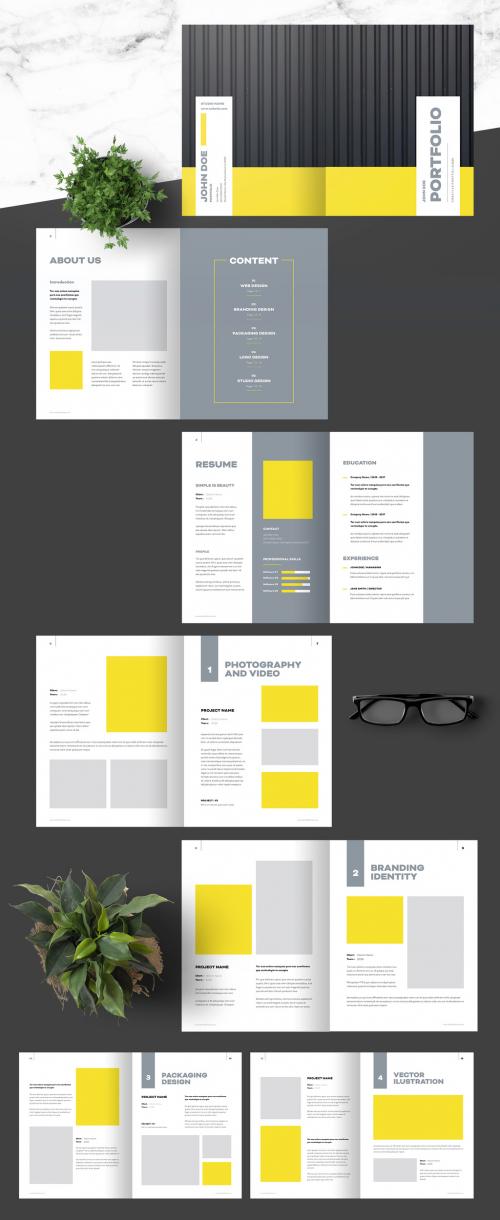 Creative Portfolio Template with Yellow Accent - 451628238