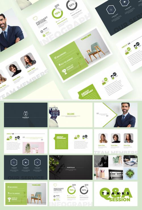 Green and Dark Blue Presentation Layout - 451634578