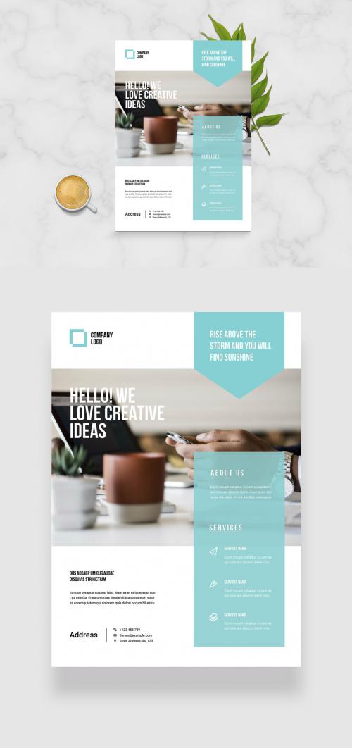 Teal Business Flyer Layout - 451634579