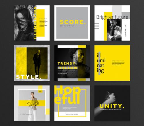 Illuminating Yellow and Grey Social Media Layouts - 451680069