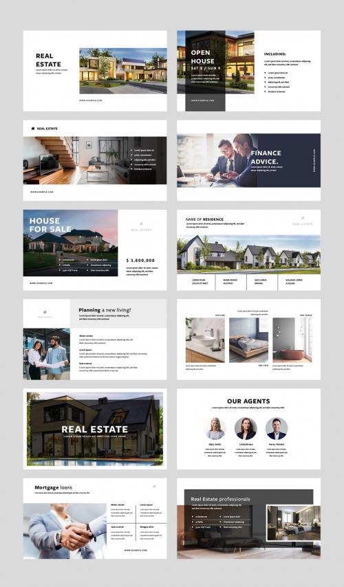 12 Clean Real Estate Business Presentation Layouts - 451680072