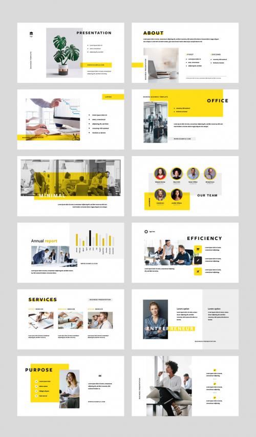 Business Presentation Layouts with Yellow Accent - 451680083