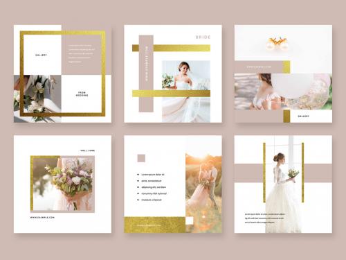 Wedding Layouts for Social Media with Gold Design Texture - 451680097