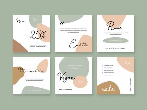 Social Media Layouts with Earth Color Illustrations - 451680101
