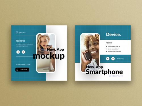 Social Media Layouts with Smartphone Mockups - 451680110