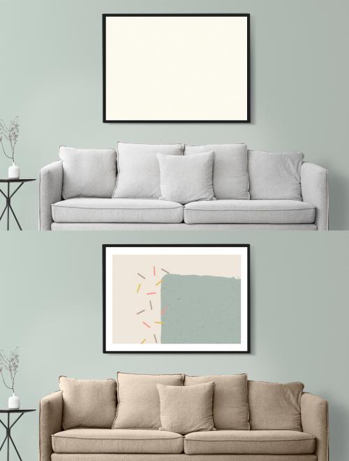 Picture Frame Wall Mockup with a Modern Armchair - 451684796