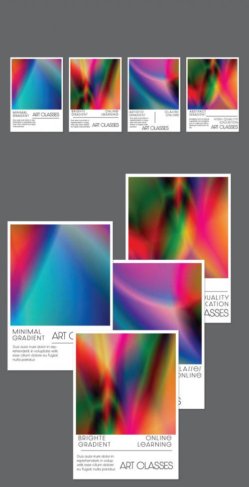 Flyer Layout with Bright Holographic Gradient Picture - 451702354