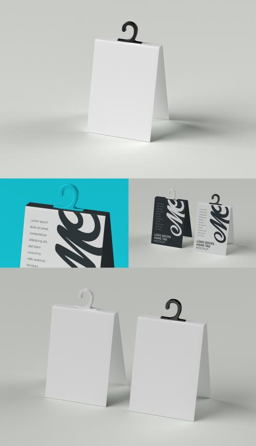 Socks Packaging Label Mockup with Plastic Hanger - 451702858