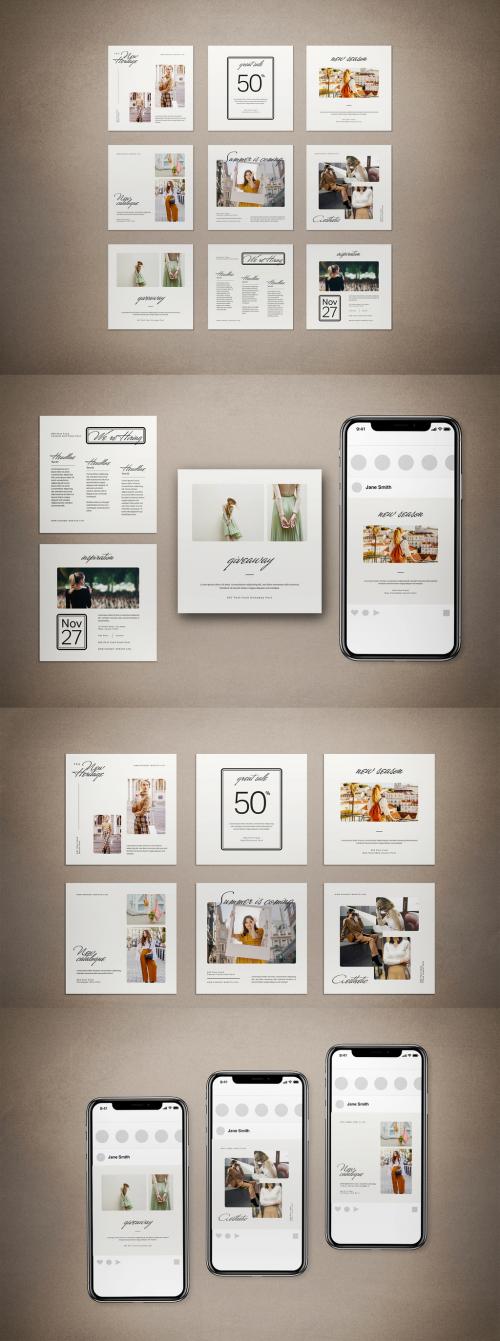 Minimalist Fashion Social Media Post Set - 451703153