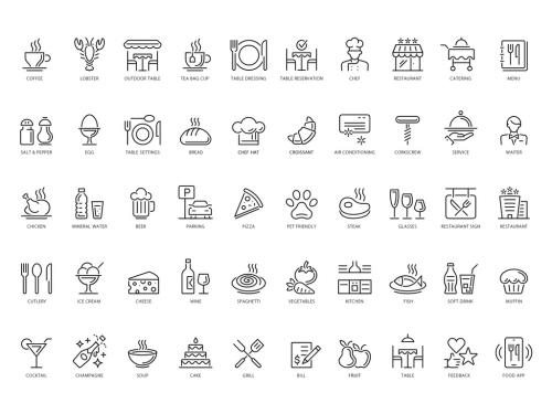 Restaurant and Cafe Line Icon Set - 451703399