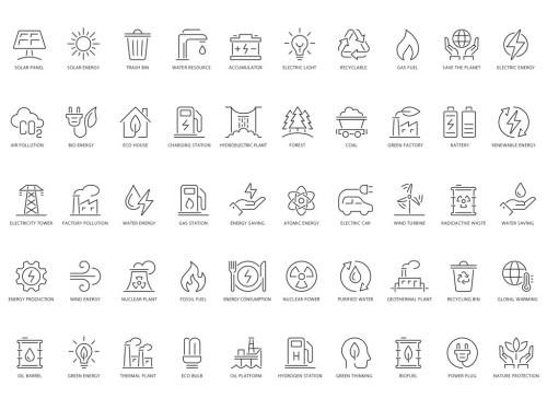 Energy and Ecology Line Icon Set - 451703400