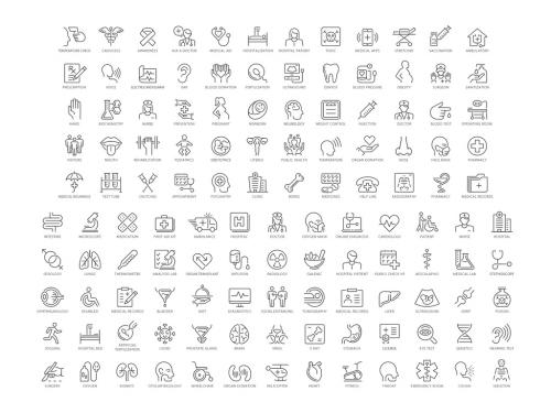 Health and Medical Line Icon Set - 451703404