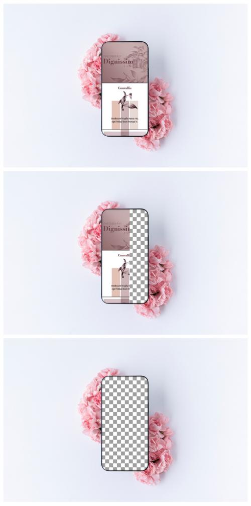 Mobile Phone Mockup with Flowers - 451704304