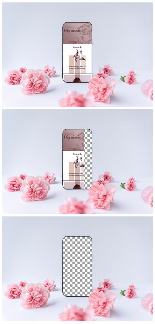 Mobile Phone Mockup with Flowers - 451704311