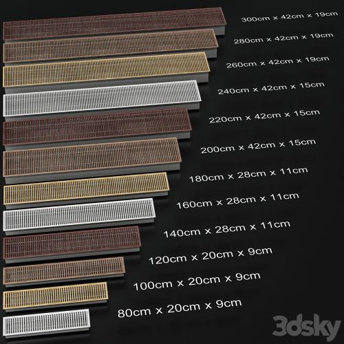 Underfloor recessed convector heating radiator