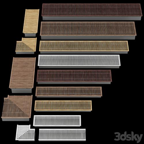 Underfloor recessed convector heating radiator