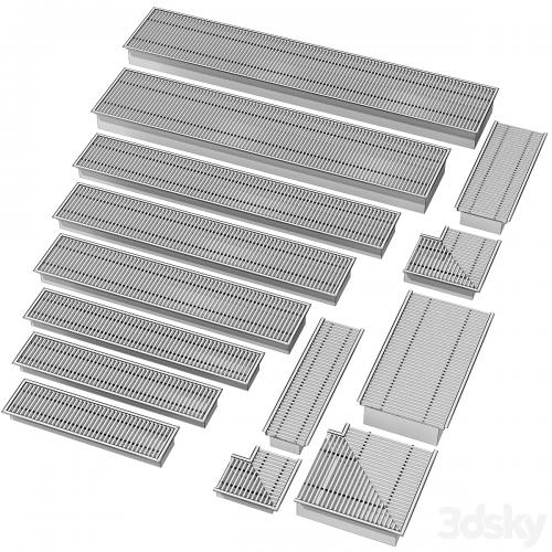 Underfloor recessed convector heating radiator