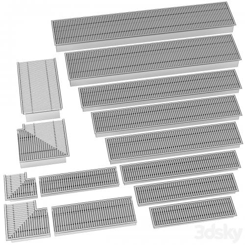 Underfloor recessed convector heating radiator