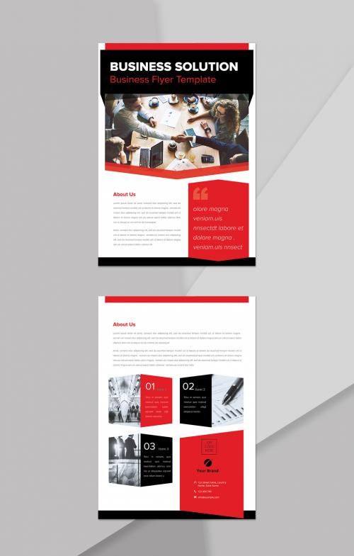 Business Flyer with Red and Black Accents - 451707438